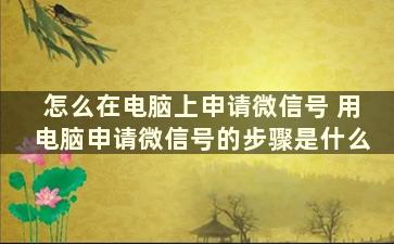 怎么在电脑上申请微信号 用电脑申请微信号的步骤是什么